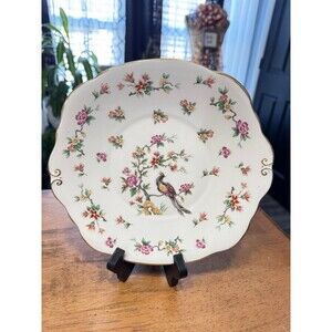 Vintage decorative peacock and floral 9 inch plate
